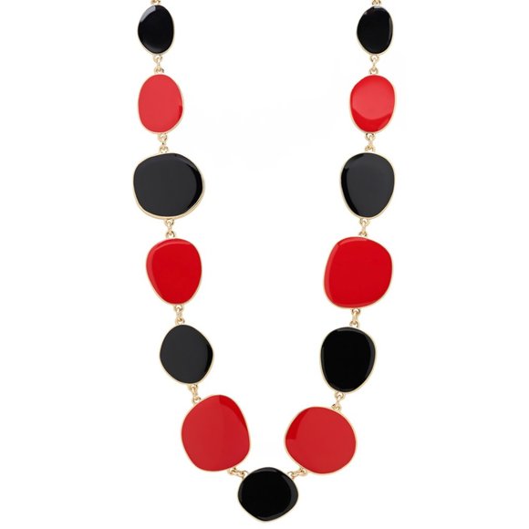 KENNETH JAY LANE, GORGEOUS RED AND BLACK  NECKLACE, NEW IN BOX - Picture 1 of 1